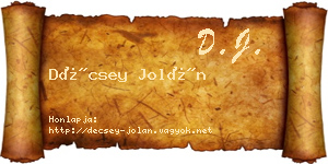 Décsey Jolán névjegykártya