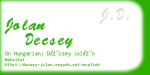 jolan decsey business card